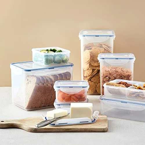 LocknLock Easy Essentials Food Storage lids/Airtight containers, BPA Free, 10 Piece - Square, Clear