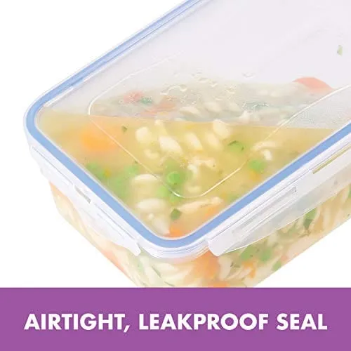 LocknLock Easy Essentials Food Storage lids/Airtight containers, BPA Free, 10 Piece - Square, Clear