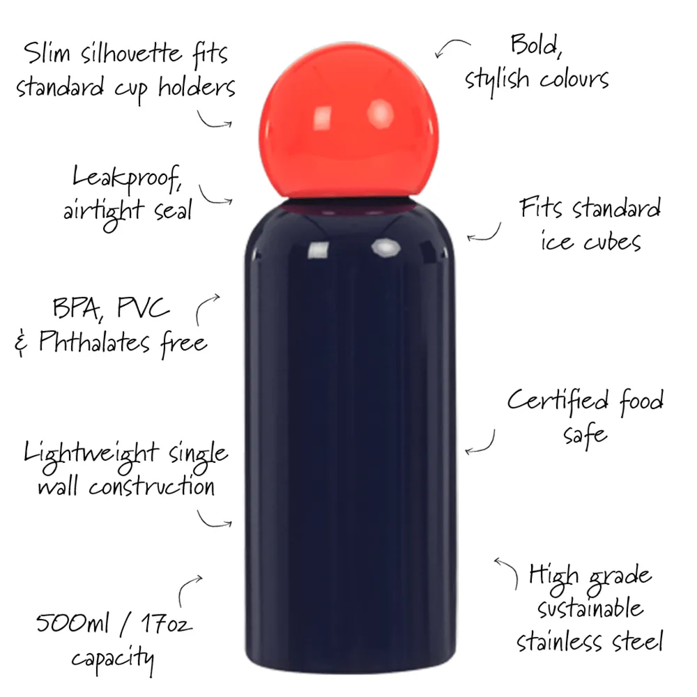 Lund London Lite Water Bottle 500ml - Indigo & Coral