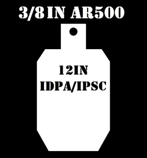 Magnum Target 12in. Tall IDPA/IPSC Pistol & Rifle Target - 3/8in. AR500 Targets - 1pc. Metal Plate Set - HIDPA121WAR500