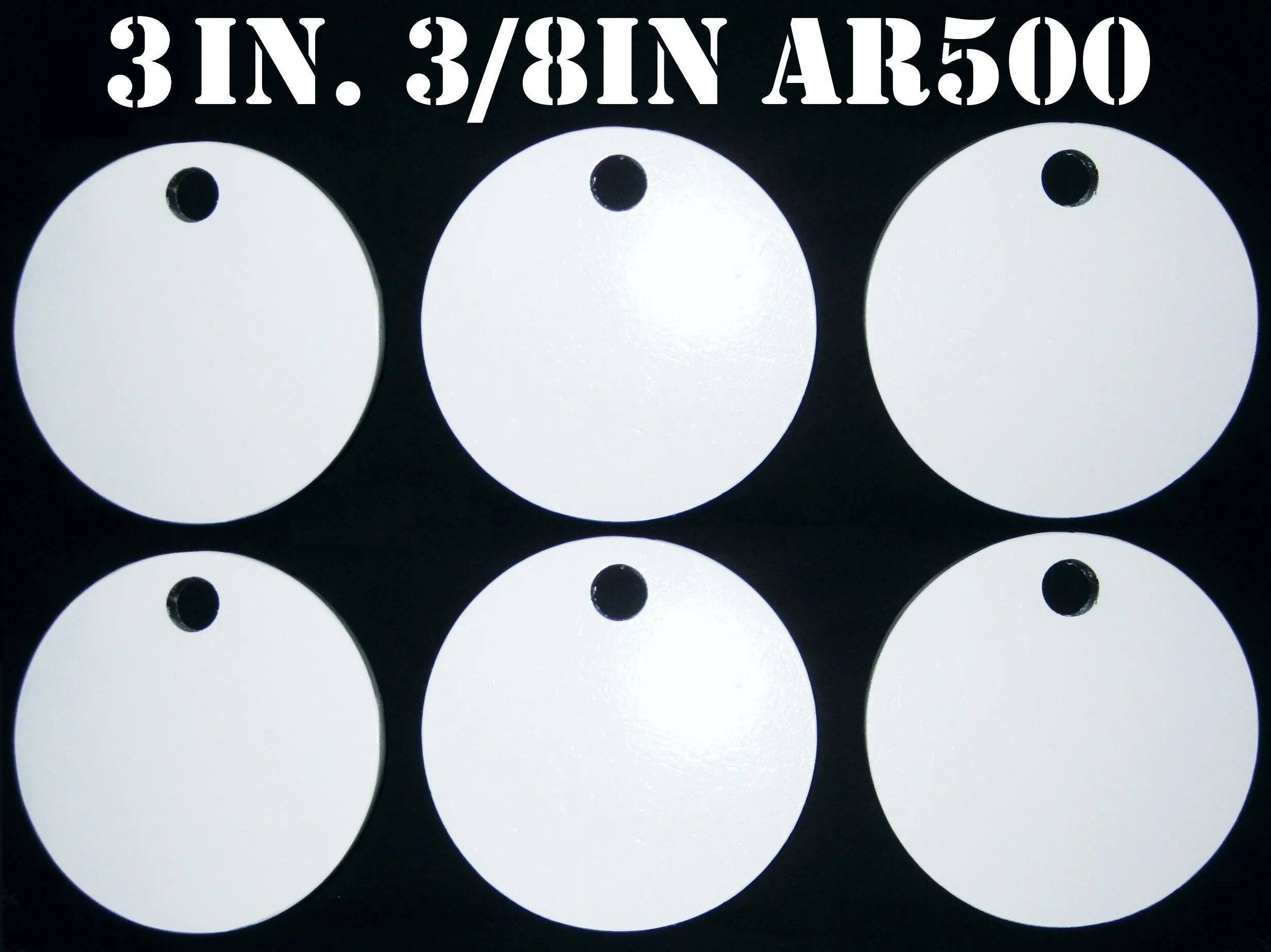 Magnum Target 3 in. AR500 Gong/Hanger Shooting Target - 3/8 Thk Pistol & Rifle Target - 6pc. Steel Target Set - H36WAR500