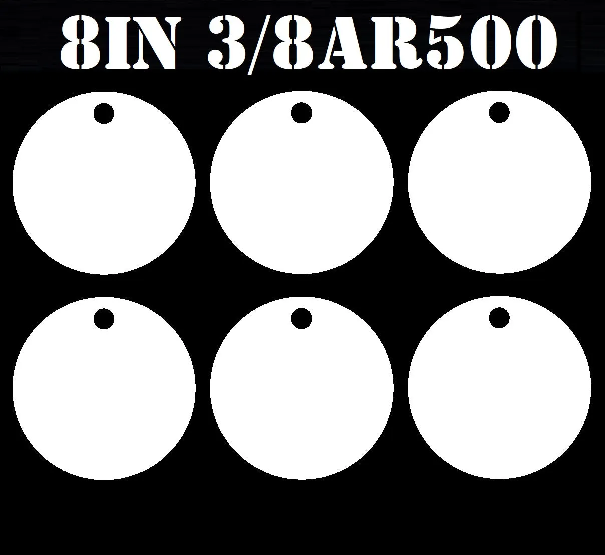 Magnum Target 8 in. AR500 Gong/Hanger Shooting Target - 3/8 Thk Pistol & Rifle Target - 6pc. Steel Target Set - H86WAR500