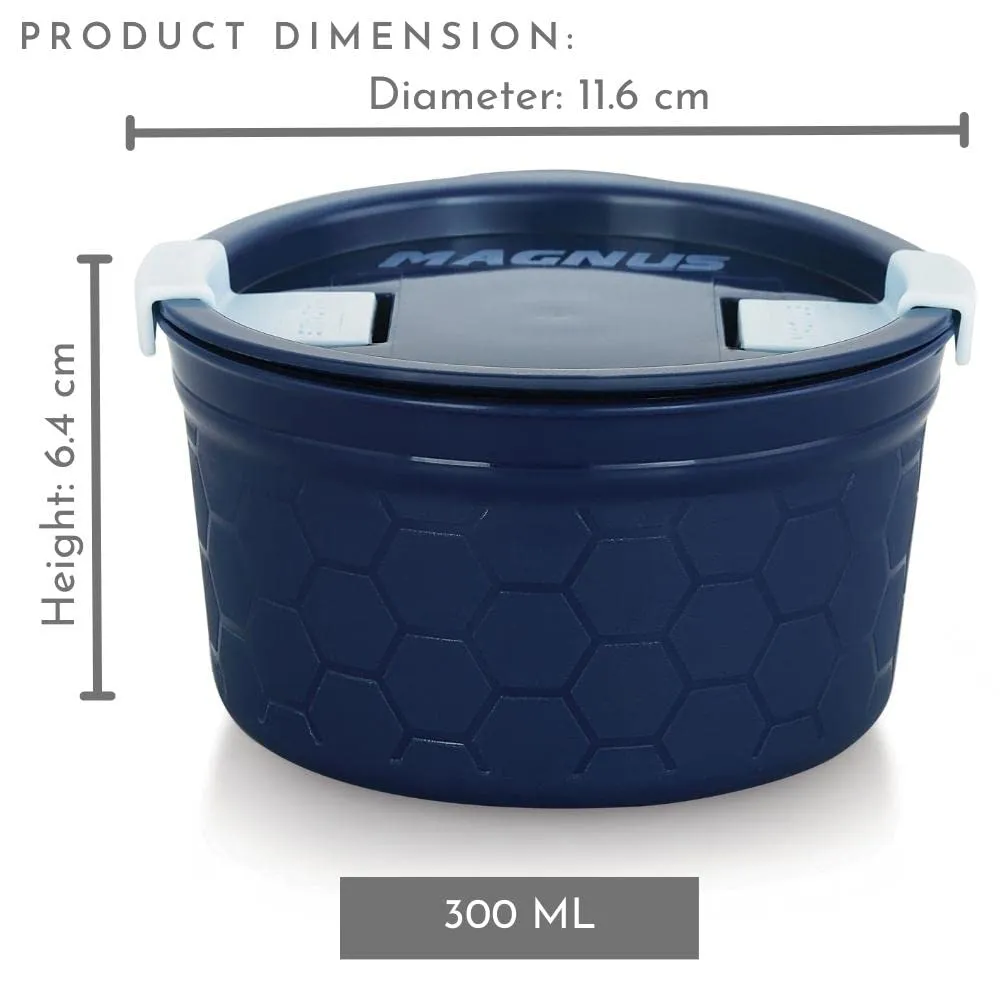 Magnus Stainless Steel Microwave-Safe Food Container | Steam Lock Design (300ML) Blue Set of 2