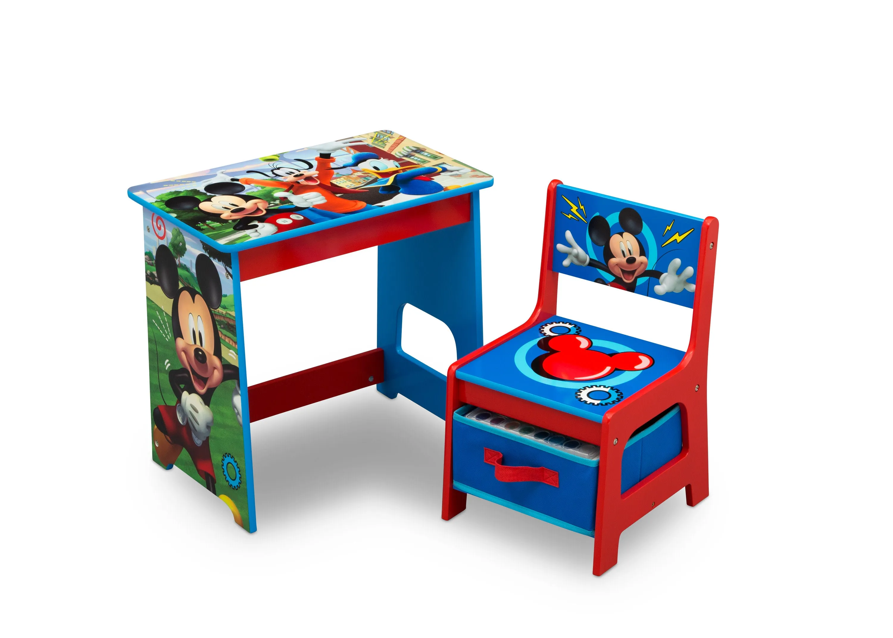 Mickey Mouse 4-Piece Room-in-a-Box Bedroom Set - Includes Toddler Bed, Toy Bin & Desk with Chair