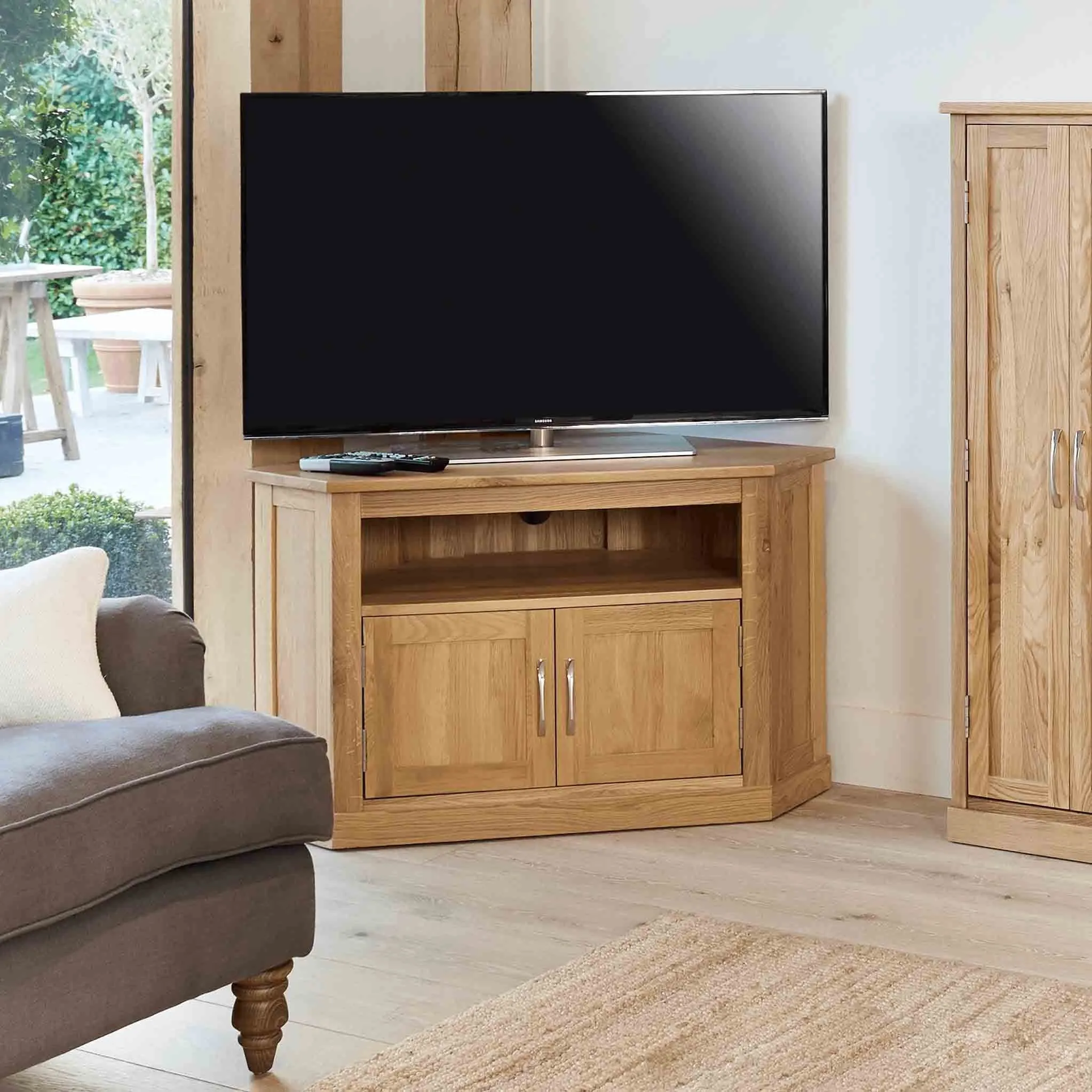 Mobel Oak Corner TV Stand