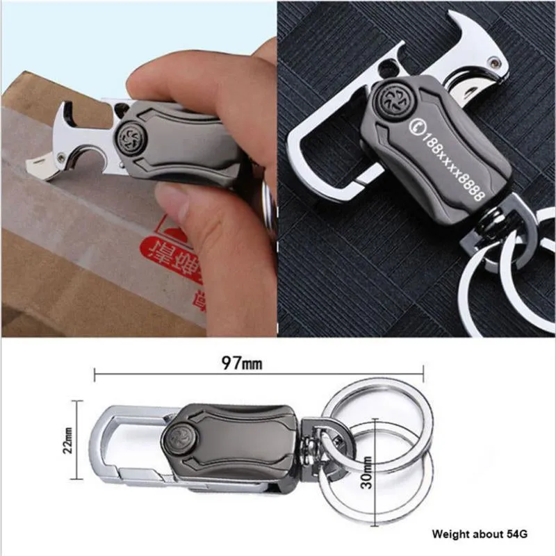 Multifunctional 360 Rotating Car Keychain