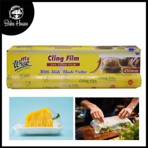 My Wrap Cling Film Plastic Food Wrap Thin Roll With Slide Blade Cutter 17Inch