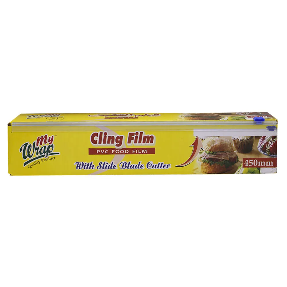 My Wrap Cling Film Plastic Food Wrap Thin Roll With Slide Blade Cutter 17Inch