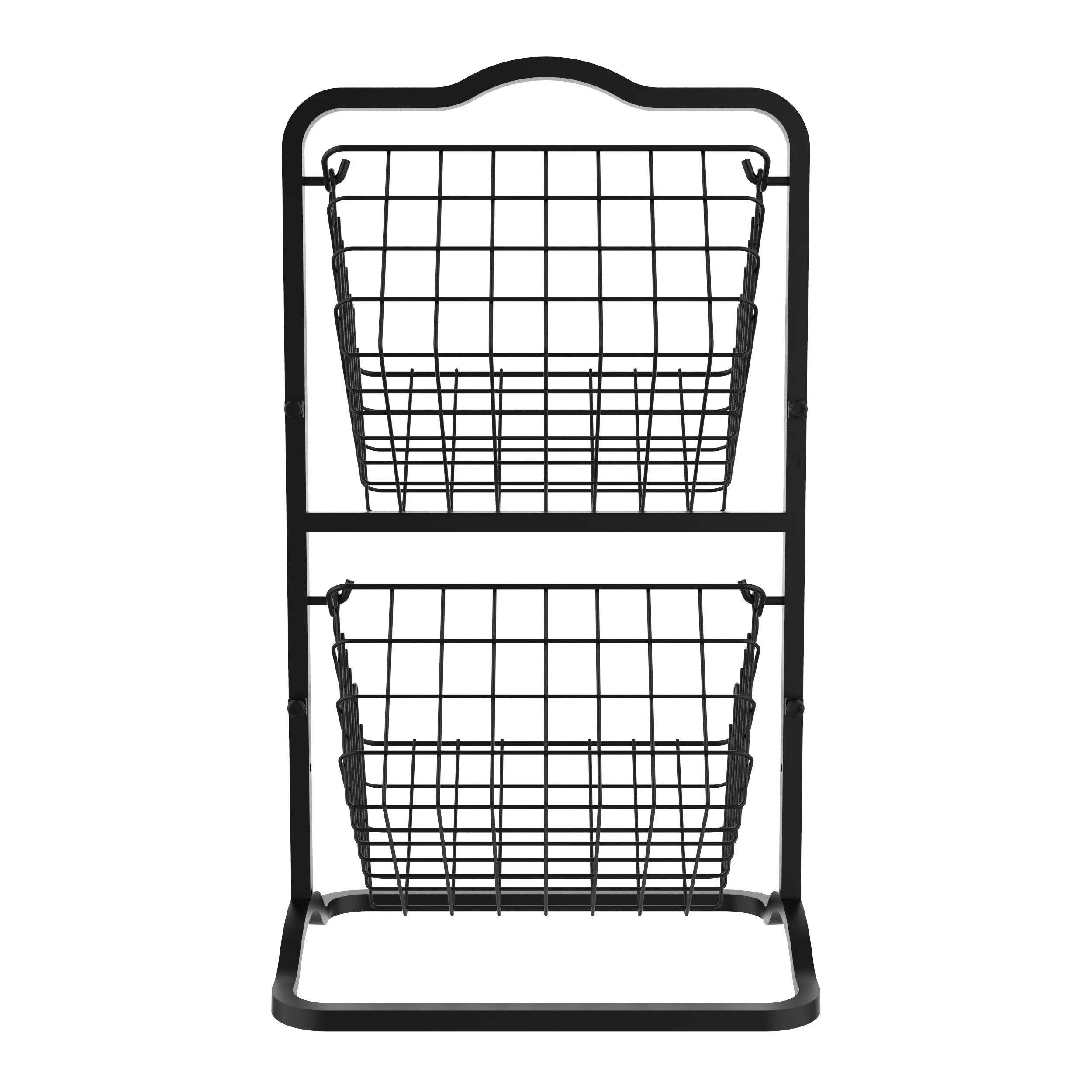 Oceanstar 2-Tier Storage Kitchen Wire Basket Stand, Black - 2FB1927