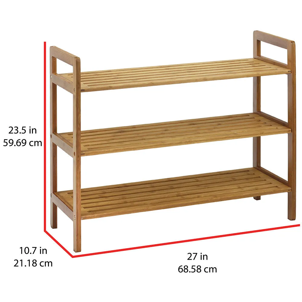 Oceanstar 3-Tier HPL Bamboo Shoe Rack, Natural