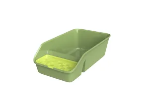 Open Cat Litter Tray with Storage and Scoop - Green