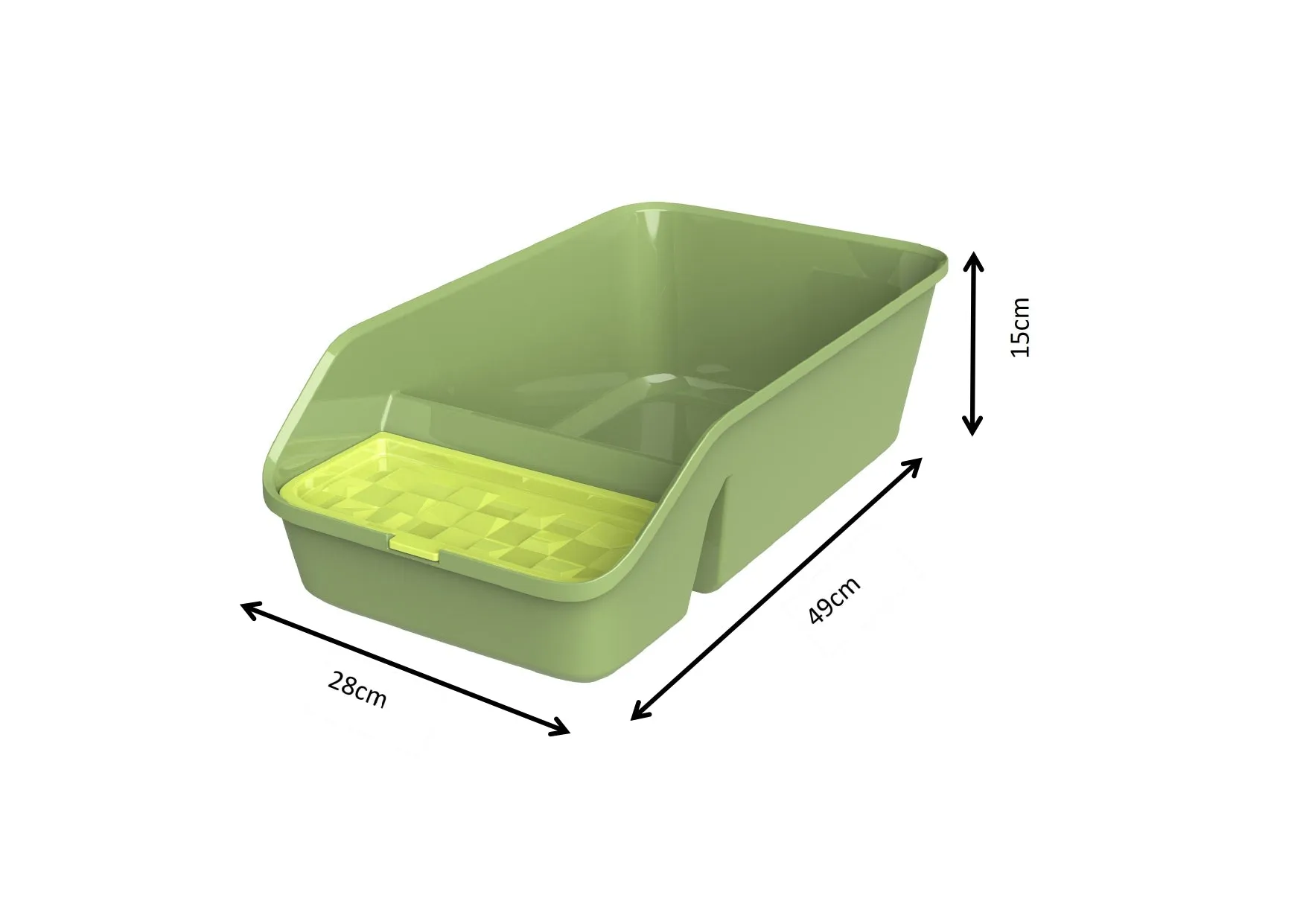 Open Cat Litter Tray with Storage and Scoop - Green