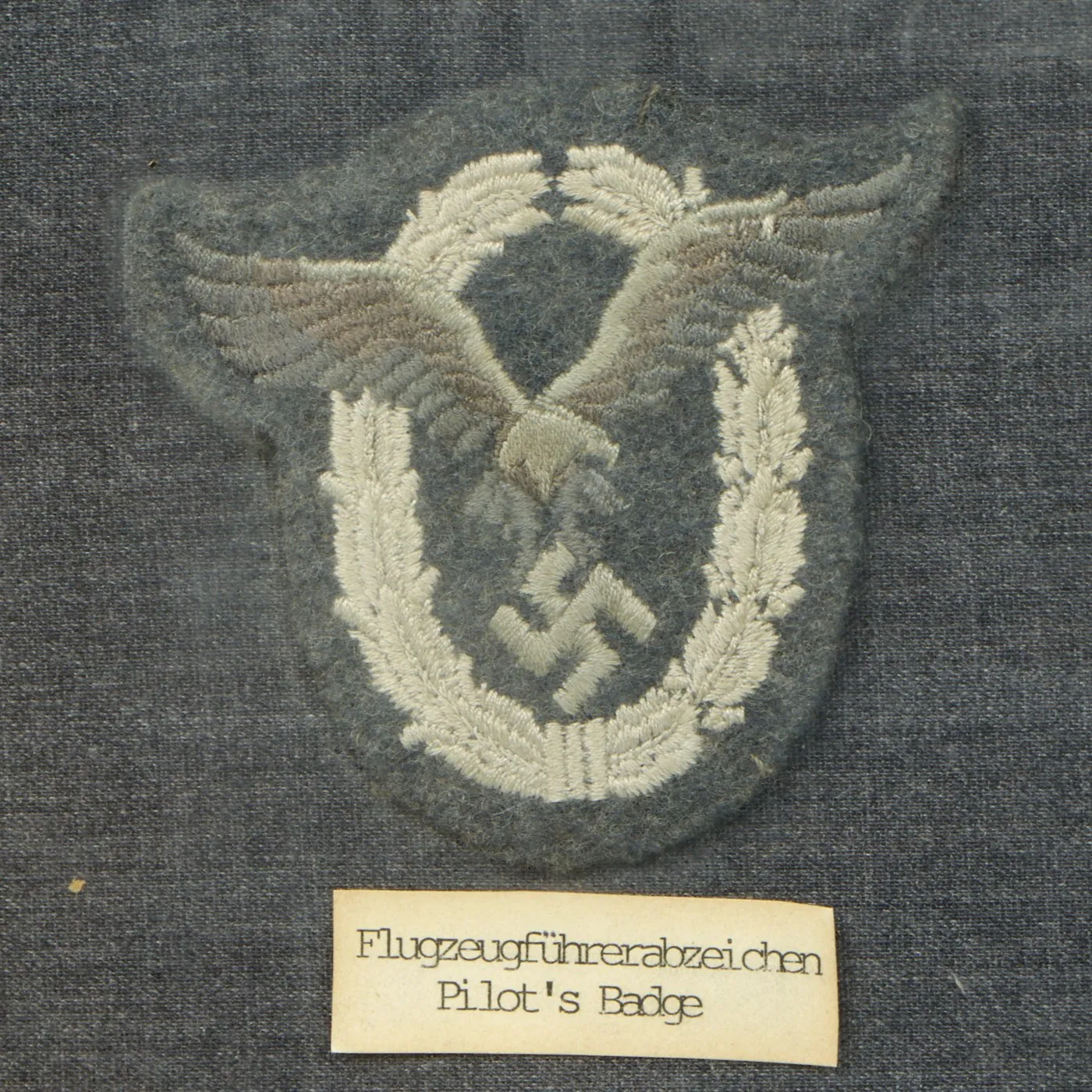 Original German WWII Luftwaffe Bomber Air Crew Embroidered Cloth Badge Collection in Frame - 5 Badges