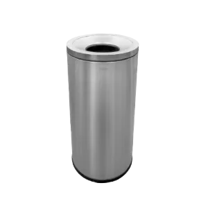 OTP2 Dustbin | 65L | Silver, Black | Lobby Bin | Open Top Bin | Outdoor Bin | Stainless Steel Bin