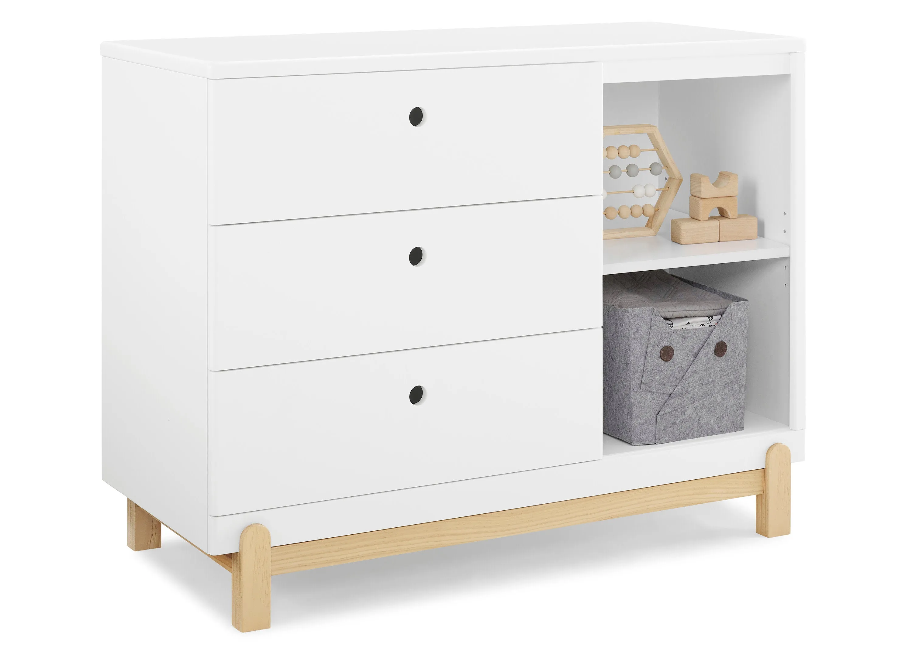 Poppy 3 Drawer Dresser with Cubbies and Interlocking Drawers