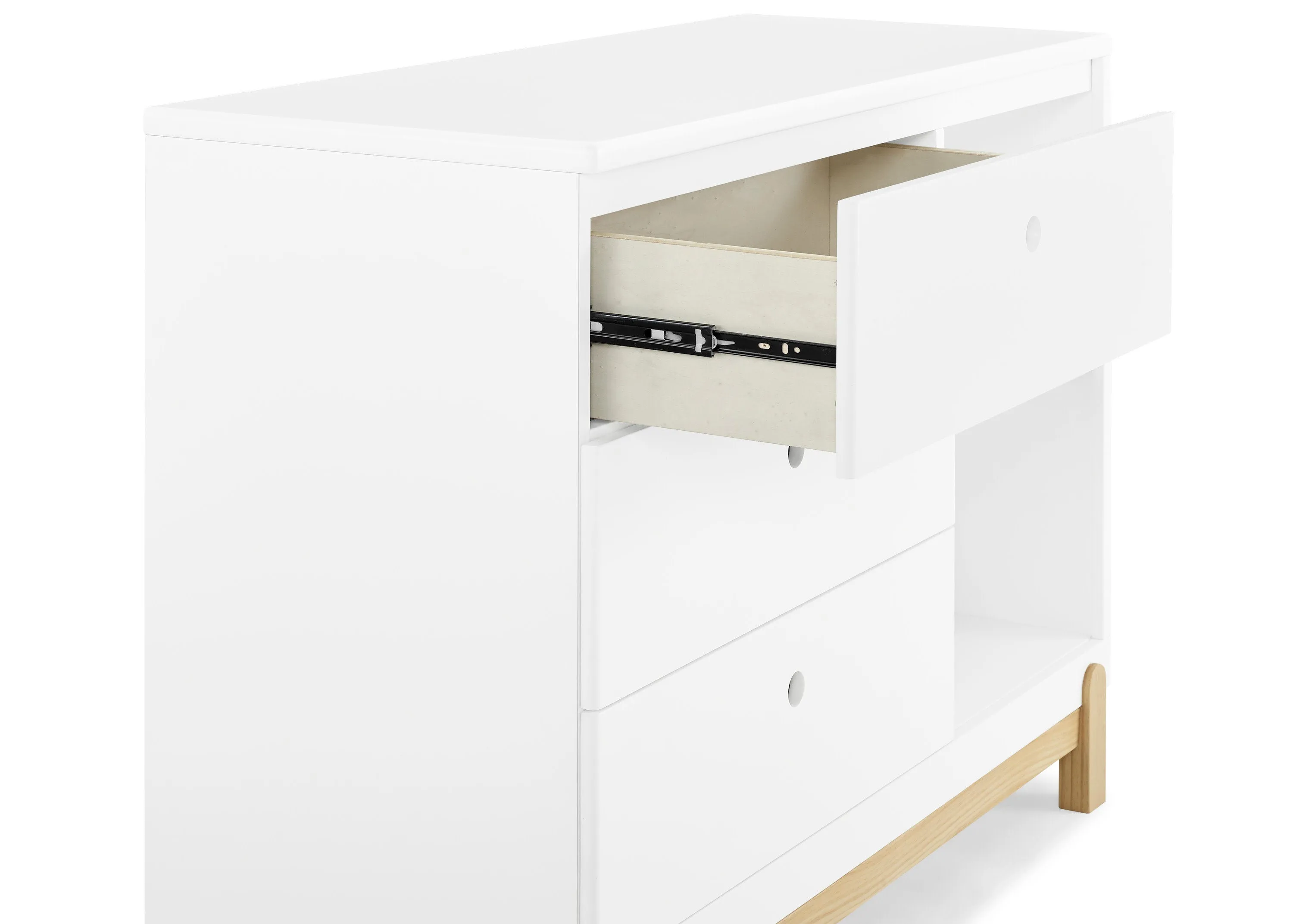 Poppy 3 Drawer Dresser with Cubbies and Interlocking Drawers