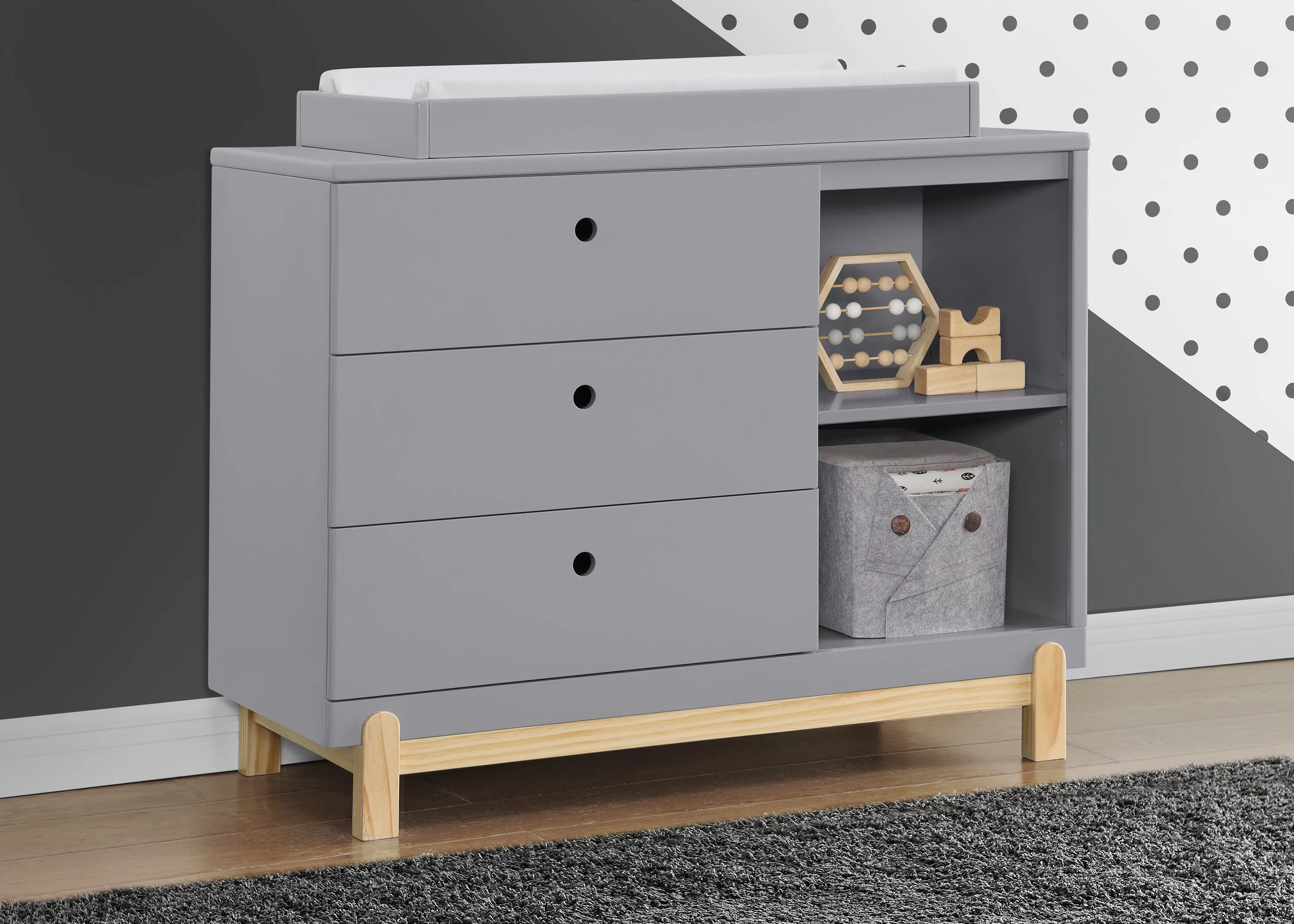 Poppy 3 Drawer Dresser with Cubbies