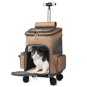 Portable Folding Pet Trolley Backpack – Travel Cat Carrier with Wheels | Comfortable & Convenient Pet Carrier