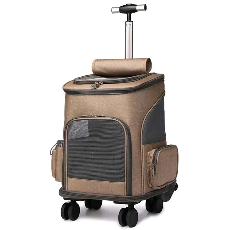 Portable Folding Pet Trolley Backpack – Travel Cat Carrier with Wheels | Comfortable & Convenient Pet Carrier