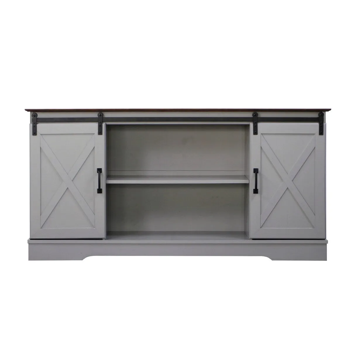 "56"" TV STAND with 2 Barn Door" "Farmhouse Style Media Console with Barn Door Sliders Cape Multipurpose Entertainment Center"