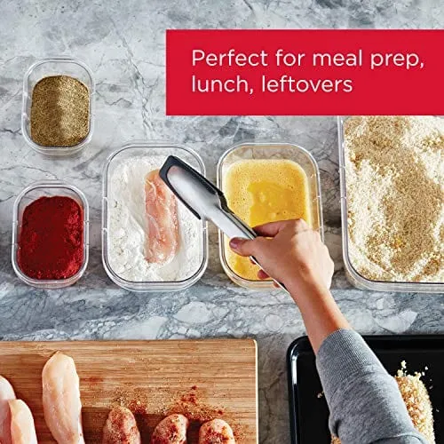 Rubbermaid 14-Piece Brilliance Food Storage Containers with Lids for Lunch, Meal Prep, and Leftovers, Dishwasher Safe, Clear/Grey