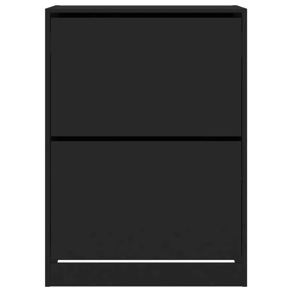 Shoe Cabinet with 2 Flip-Drawers Black 80x42x108 cm