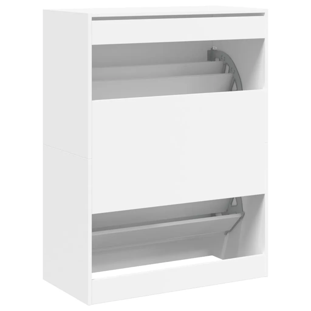 Shoe Cabinet with 2 Flip-Drawers White 80x42x108 cm