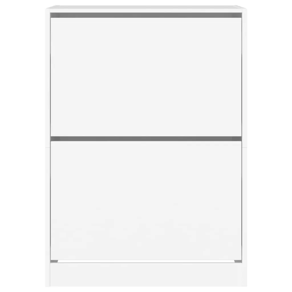 Shoe Cabinet with 2 Flip-Drawers White 80x42x108 cm