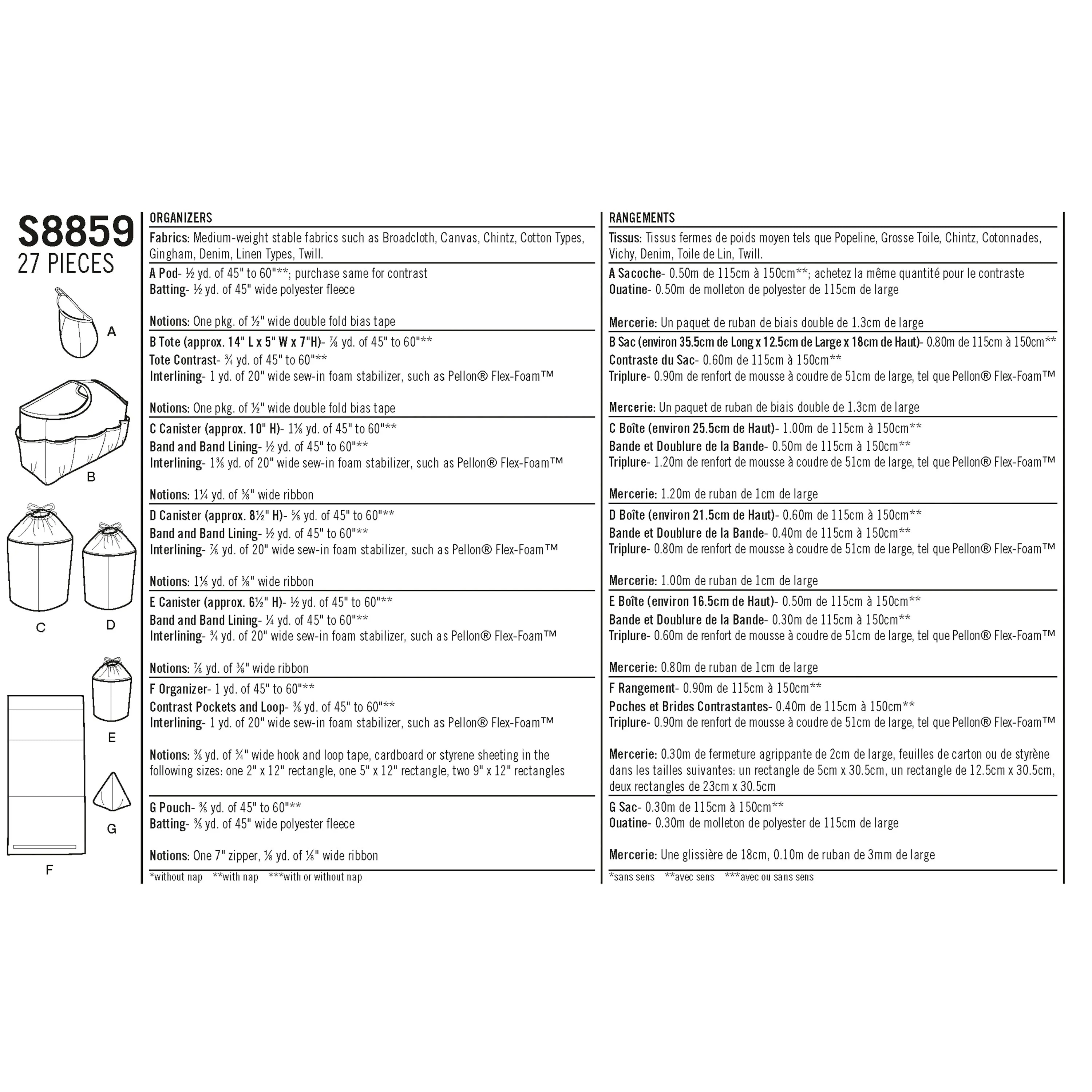 Simplicity Pattern S8859 Storage Organisers