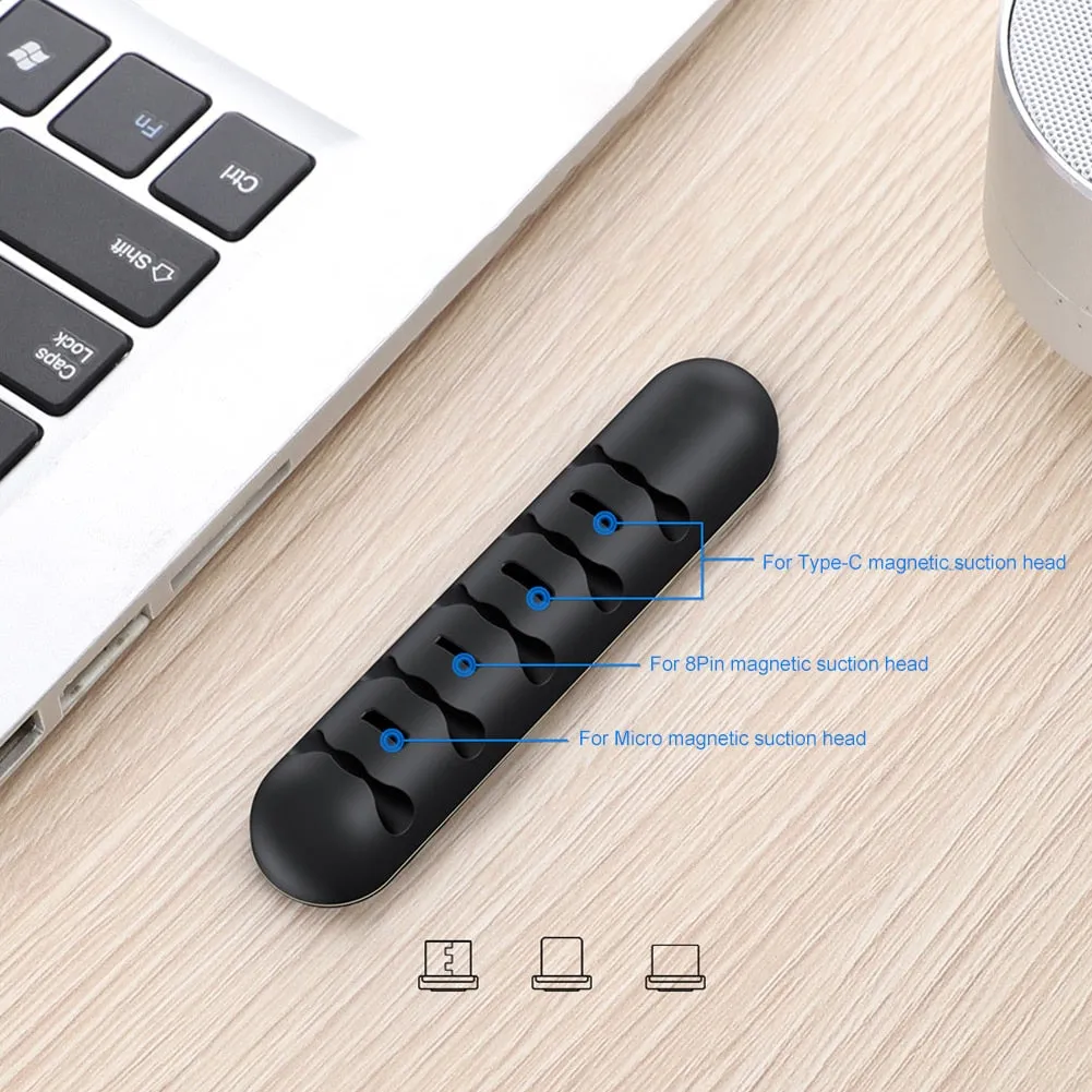 Soft Silicone Magnetic Cable Holder (Cable Management of USB, Power, etc)