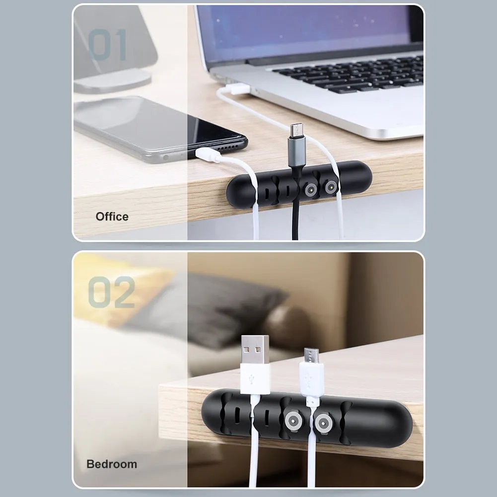 Soft Silicone Magnetic Cable Holder (Cable Management of USB, Power, etc)