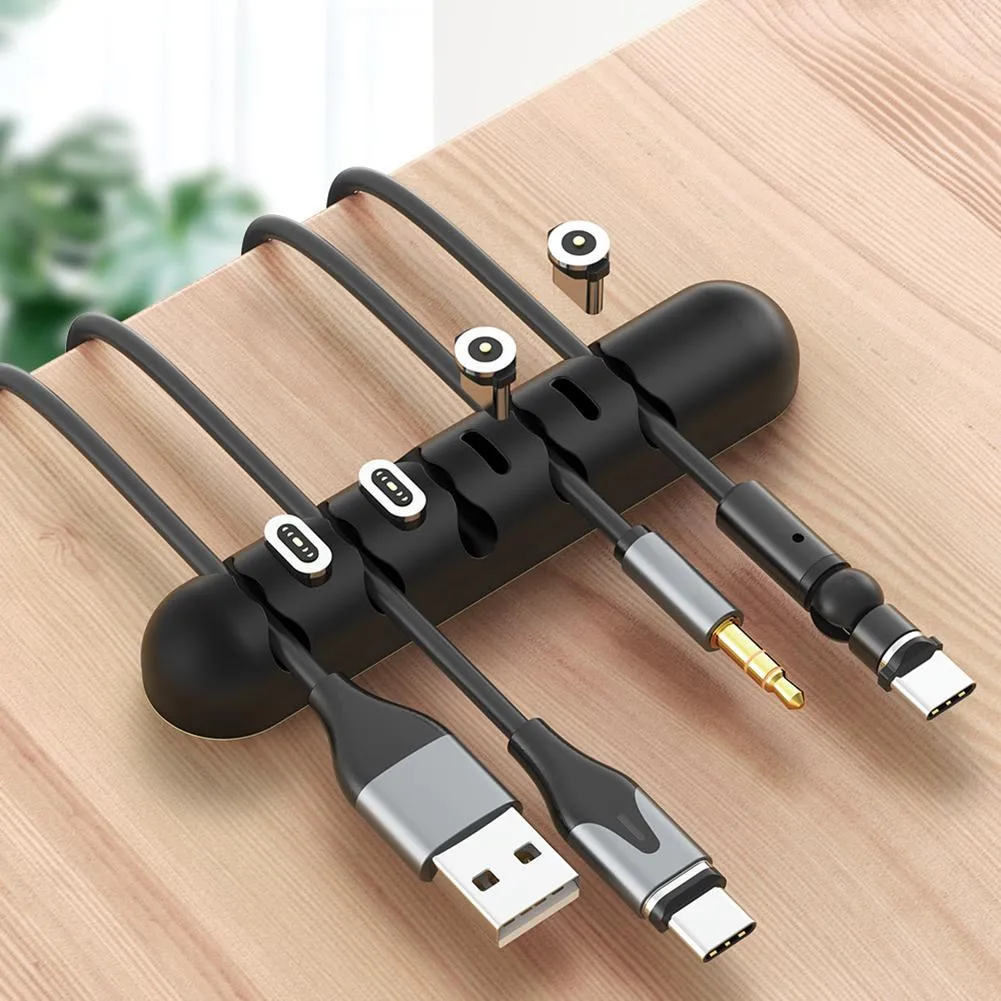 Soft Silicone Magnetic Cable Holder (Cable Management of USB, Power, etc)