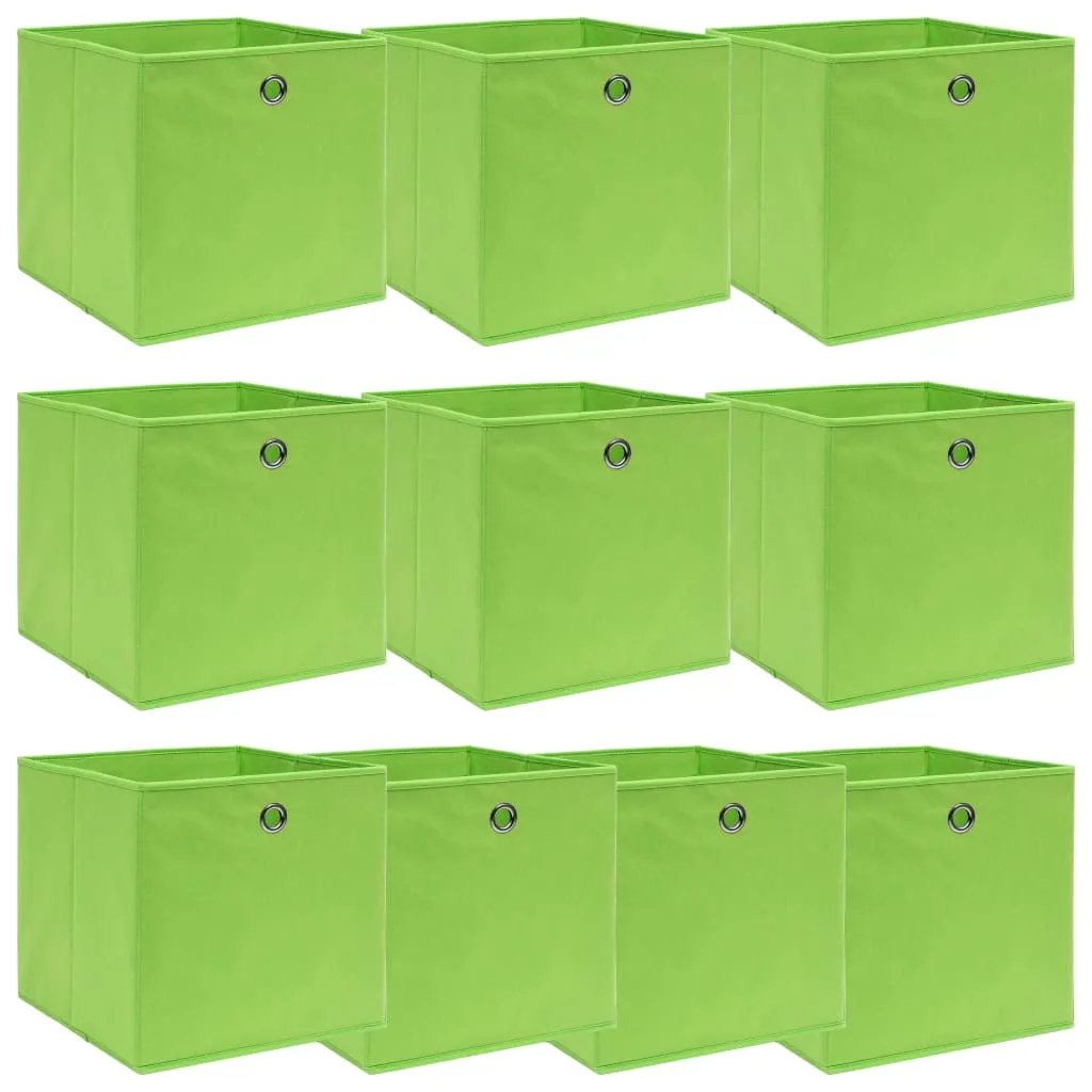 Storage Boxes 10 pcs Green 32x32x32 cm Fabric