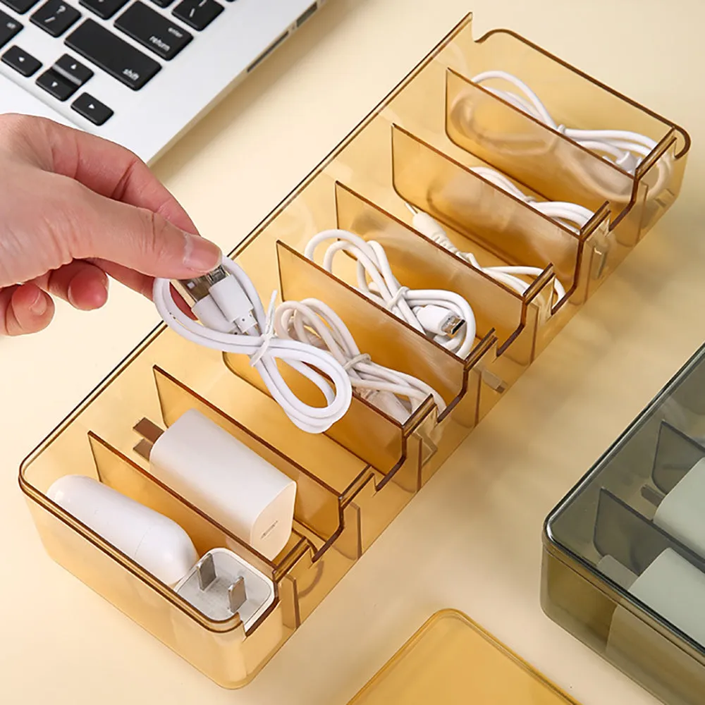 Transmission line storage box Data transmission line Data line Mobile phone charger Desktop management box Simple and practical 3C storage and organization Good things for the office Charging cable storage box