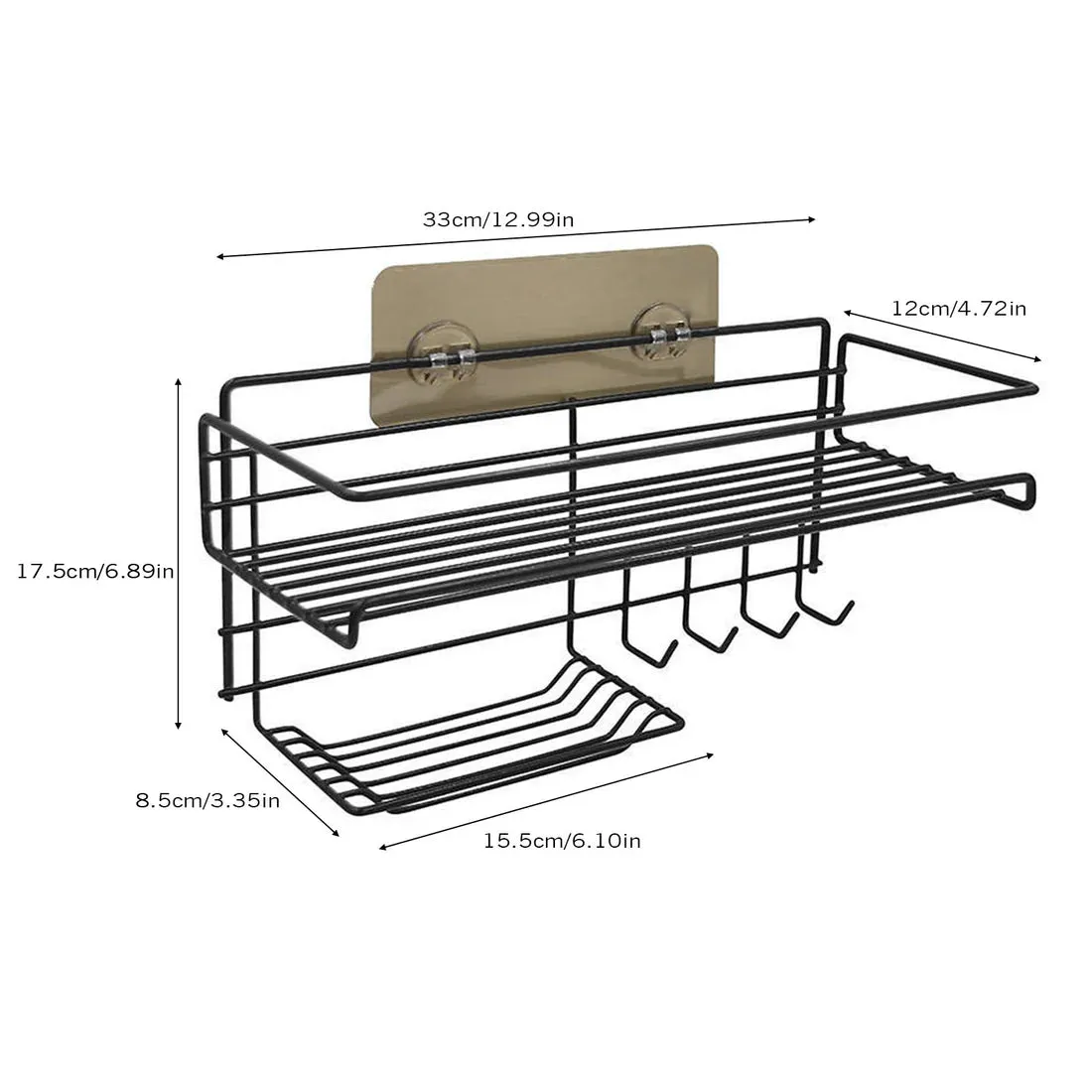 Wall Mounted Shelf With Hooks And Soap(5442) Holder