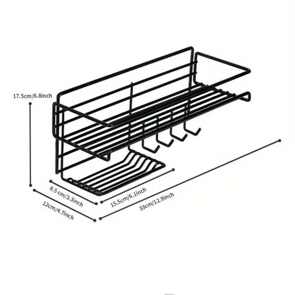 Wall Mounted Shelf With Hooks And Soap(5442) Holder