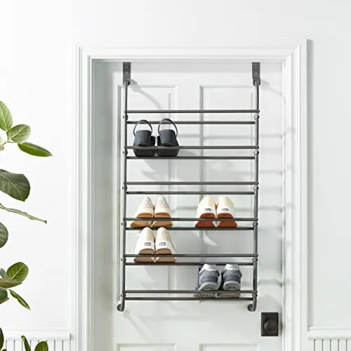 Whitmor Over the Door Shoe Rack 18 Pair Gunmetal Grey