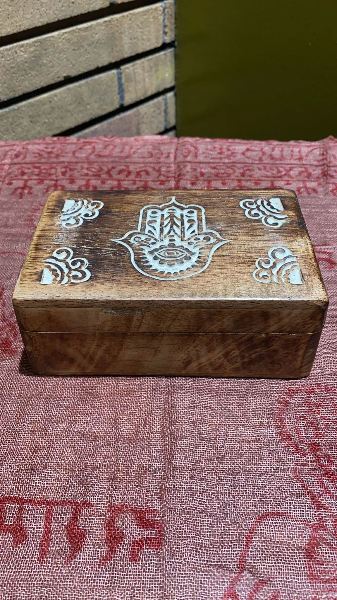 Wooden Hamsa & Evil Eye Box (L)