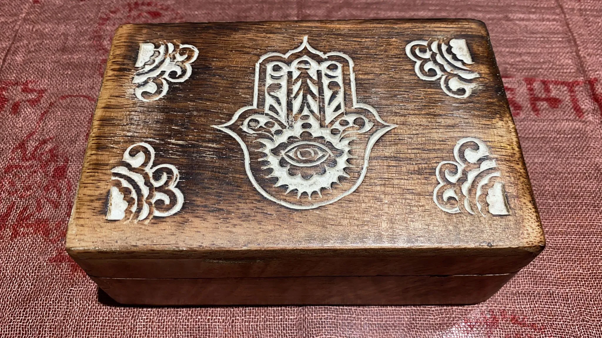 Wooden Hamsa & Evil Eye Box (L)