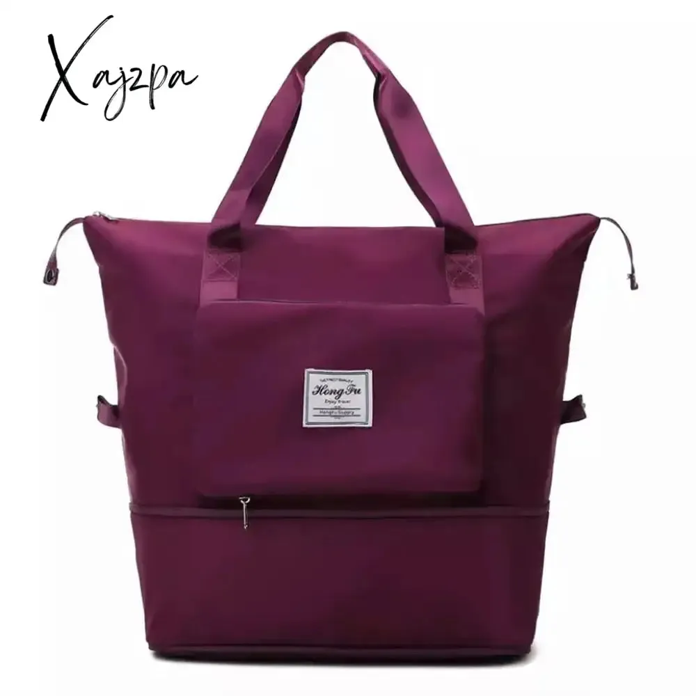 Xajzpa - Large Capacity Folding Travel Bags Waterproof Luggage Tote Handbag Travel Duffle Bag Yoga Sport Storage Shoulder Bag For Women