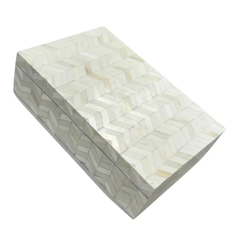 Zig Zag Bone Inlay Box | Cream